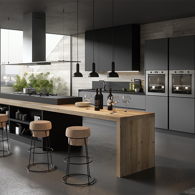 Modular wooden island modern painting grey kitchen caibnets