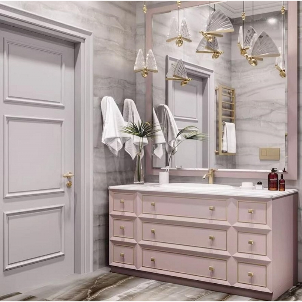 Girls' room pink wooden bathroom vanity custom desgin bathroom cabinets