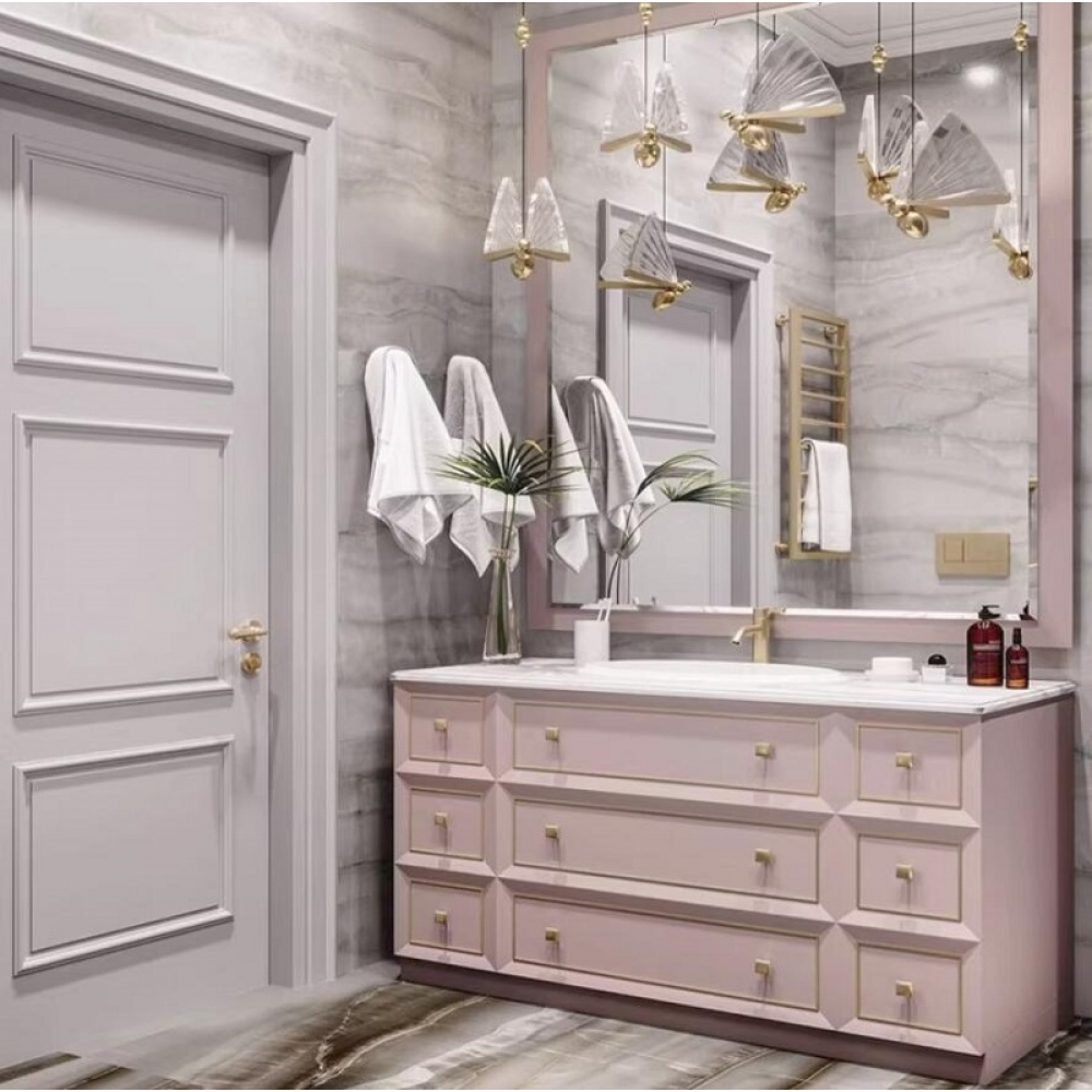 Girls' room pink wooden bathroom vanity custom desgin bathroom cabinets